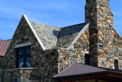Slate Roof (Salvaged Slate) Copper Flashing, Copper Gutters, Copper Standing Seam Roofing – Friar’s Head, Riverhead, New York